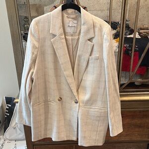 Madewell Cream Blazer with Notched Lapels and Relaxed Fit